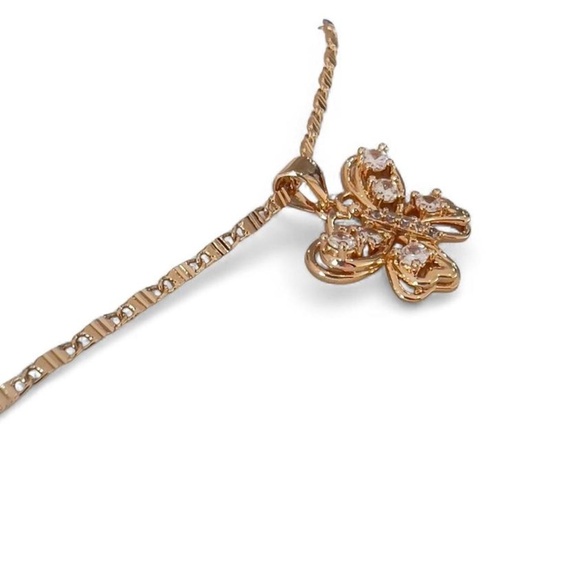 NWOT -Rose Gold Plated Butterfly Charm with Crystal on a Rose Gold Chain - Picture 3 of 4